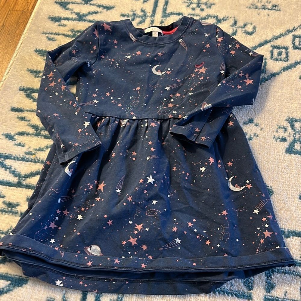 Girls sweatshirt dress - night sky with planets pattern